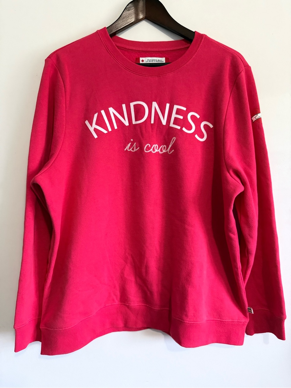 Hudson’s Bay Bright Pink "Kindness is Cool" Crewneck Sweatshirt